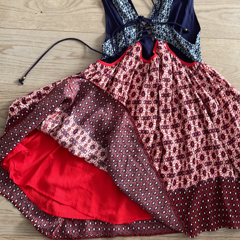 Lulu's Multicolor Printed Mini Dress with Deep V-Neck - Picture 6 of 8